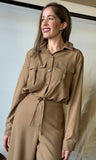 Long Sleee Front Pockets Blouse