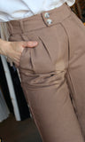 Mocha Linen Cropped Pants