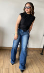 Asymmetrical Hem Mock Neck Sleeveless
