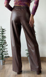 Pu Leather Wide Leg Pants Trouser