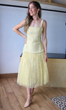 Tweed With Lace Pleat Midi Dress