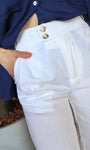 White Linen Cropped Pants