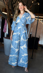 Palm Print 3/4 Sleeve V- Neck Jumpsuit