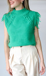 Cable Knit Sweater Vest With Fringe