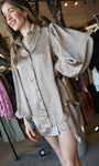Satin Mocha Button Shirt