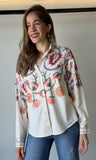 Printed Lapel Button Shirt