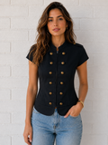 Napoleon Style Short Sleeve Blouse