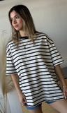 Short Slv Stripe Oversize T-shirt