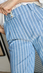 Stripe High Waisted Linen Pants