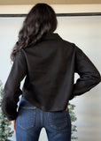Black Cropped Faux Suede Jacket