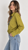 Button Down Elastic Waist Shirt
