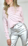Pink Rhinestone Detail Sweater