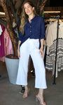 White Linen Cropped Pants