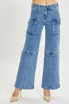High Rise Straight Cargo Jeans