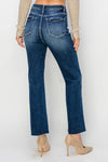 High Rise Button Closure Ankle Jeans