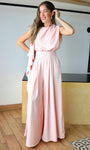 Sleeveless Draped Scarf-neck Jumpsuit