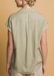 Collared Roll-cuff Shirt Top