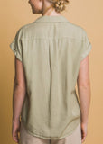 Collared Roll-cuff Shirt Top