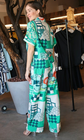Green Print Pants