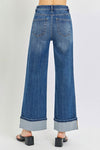 High Rise Ankle Wide Cuffed Jeans