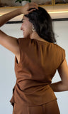 Brown Blouse w/ Gold Detail