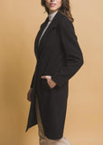 Black Notched Lapel Buttoned Coat