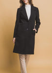 Black Notched Lapel Buttoned Coat