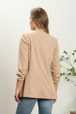 3/4 Ruched Sleeve Longline Blazer