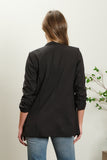 3/4 Ruched Sleeve Longline Blazer