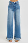 High Rise Wide Cuffed Jeans