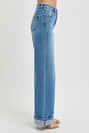 High Rise Wide Cuffed Jeans