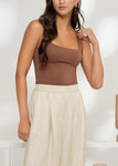 Taupe Cropped Square Neck Tank
