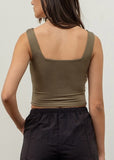 Olive Cropped Square Neck Tank