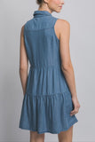 Button-Up Tiered Mini Dress