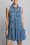Button-Up Tiered Mini Dress