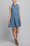 Button-Up Tiered Mini Dress