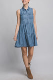 Button-Up Tiered Mini Dress