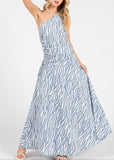 Zebra Print One Shoulder Sleeveless Maxi Dress