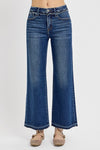High Rise Ankle Wide Released Hem Jeans