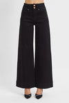 High Rise Ankle Wide Double Button Jeans