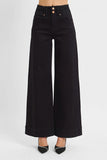 High Rise Ankle Wide Double Button Jeans