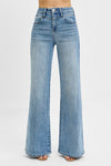 High Rise Wide Front Yoke Detailed Jeans