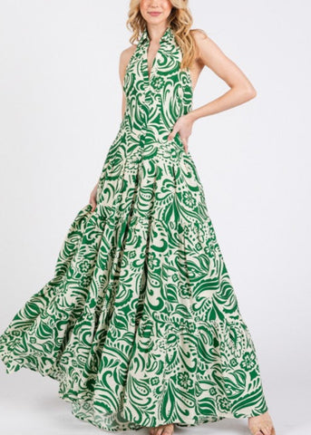 Halter Button-Down Maxi Dress
