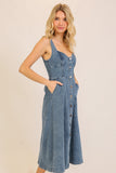 Button-down Denim Midi Dress