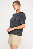 Polka Dot Puff Sleeve Top