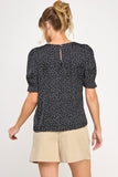 Polka Dot Puff Sleeve Top