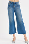 High Rise Crop Wide Button Up Jeans