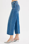 High Rise Crop Wide Button Up Jeans