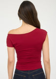 Asymmetrical Wrap Neckline Knit Top