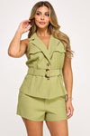 Lapel Collar Halter Romper